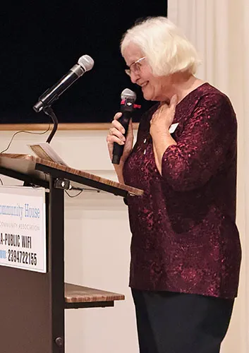 Betty Anholt, the awards namesake, recognizes the contributions of Tony Lapi as the steward of one of Captiva's most historic properties.