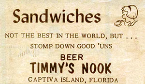 Timmy's Nook newspaper advertisement